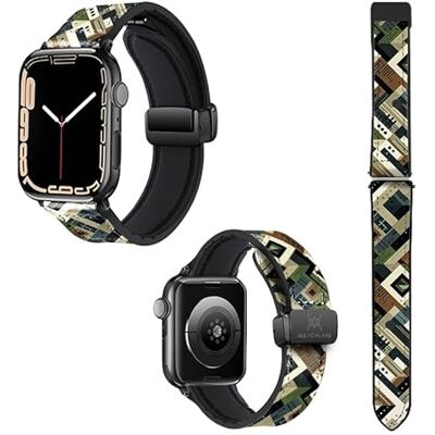 Cokitec 22 mm klockarmband i silikon och äkta läder: kamouflage Cokitec 22 mm klockarmband i silikon och äkta läder: kamouflage