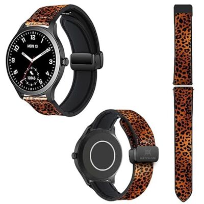 Cokitec 22 mm klockarmband i silikon och äkta läder: Leopard Cokitec 22 mm klockarmband i silikon och äkta läder: Leopard