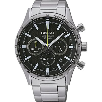 Seiko män analog kvartsklocka med rostfritt stål rem SSB413P1, Svart, Armband Seiko män analog kvartsklocka med rostfritt stål rem SSB413P1, Svart, Armband