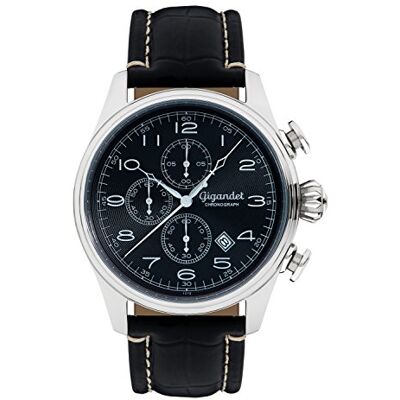 Gigandet Analog japansk kvartsurverk klocka för män med läderarmband 3VNAG41/002, svart Gigandet Analog japansk kvartsurverk klocka för män med läderarmband 3VNAG41/002, svart