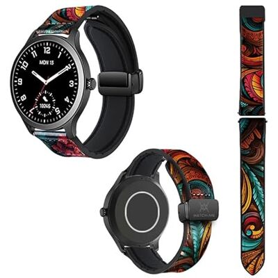 Cokitec 22 mm klockarmband i silikon och äkta läder: färgblad Cokitec 22 mm klockarmband i silikon och äkta läder: färgblad