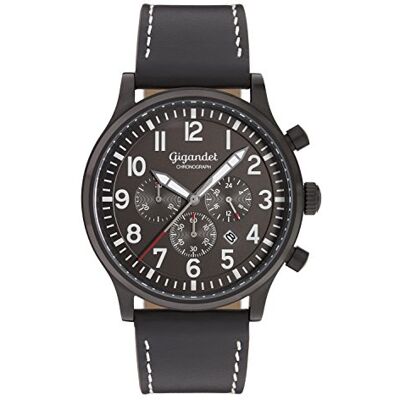 Gigandet Analog japansk kvartsurverk klocka för män med läderarmband AVG15-05, svart Gigandet Analog japansk kvartsurverk klocka för män med läderarmband AVG15-05, svart