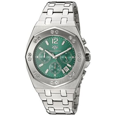 Wellington Darfield kvartsklocka för män med grön urtavla kronograf display och silverarmband i rostfritt stål WN511-191 Wellington Darfield kvartsklocka för män med grön urtavla kronograf display och silverarmband i rostfritt stål WN511-191