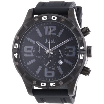 JUST Watches Armbandsur för män XL analog kvarts gummi 48-S3978-BK-BK JUST Watches Armbandsur för män XL analog kvarts gummi 48-S3978-BK-BK