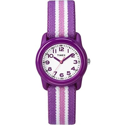 Timex TIME Machines® 29 mm blå/gul rand elastiskt tyg barnklocka, Lila/rosa, Childrens, rem Timex TIME Machines® 29 mm blå/gul rand elastiskt tyg barnklocka, Lila/rosa, Childrens, rem