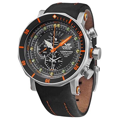 Vostok Europe Lunokhod 2 herrklocka analog japanskt kvartsurverk med läderarmband YM86-620A506 Vostok Europe Lunokhod 2 herrklocka analog japanskt kvartsurverk med läderarmband YM86-620A506