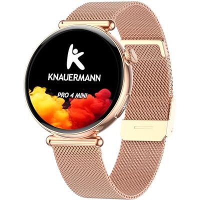 Knauermann PRO 4 MINI (2026) runt guld – EKG hälsoklocka blodtryck, handled och syre i blodet, sömnanalys, telefoni, IP67, Milano-guld Knauermann PRO 4 MINI (2026) runt guld – EKG hälsoklocka blodtryck, handled och syre i blodet, sömnanalys, telefoni, IP67, Milano-guld