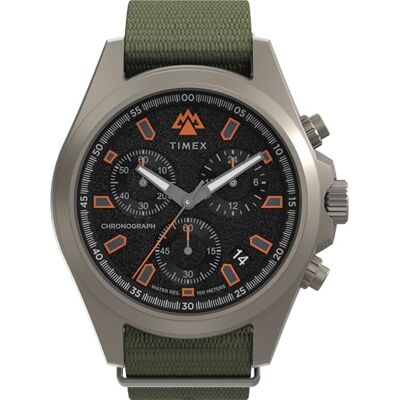 Timex Expedition North klocka på 43 mm för män – grönt eko-material, rem i dubbla lager, svart urtavla, brungrå boett, TW2Y30200 Timex Expedition North klocka på 43 mm för män – grönt eko-material, rem i dubbla lager, svart urtavla, brungrå boett, TW2Y30200