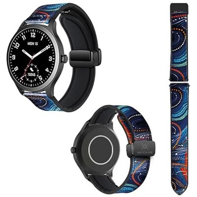 Cokitec 22 mm klockarmband i silikon och äkta läder: blå pärlor Cokitec 22 mm klockarmband i silikon och äkta läder: blå pärlor