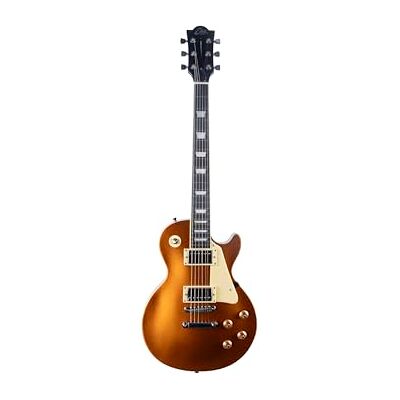 EKO GUITARS elgitarr LS-300, poppelkropp, lönnhandtag, Laurel-tangentbord, 2 Humbucker-pickup, tune-O-Matic-bro, 22 tangenter, standardstege, guldfärg EKO GUITARS elgitarr LS-300, poppelkropp, lönnhandtag, Laurel-tangentbord, 2 Humbucker-pickup, tune-O-Matic-bro, 22 tangenter, standardstege, guldfärg