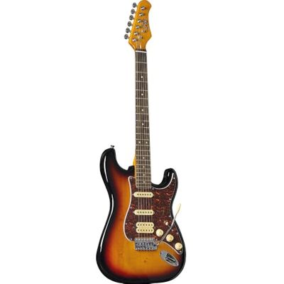 EKO GUITARS elektrisk gitarr ST-350 poppelkropp, lönnhandtag, Laurel-tangentbord, HSS-pickup, tremolo-bro, vintage strat-design, solbränna färg EKO GUITARS elektrisk gitarr ST-350 poppelkropp, lönnhandtag, Laurel-tangentbord, HSS-pickup, tremolo-bro, vintage strat-design, solbränna färg