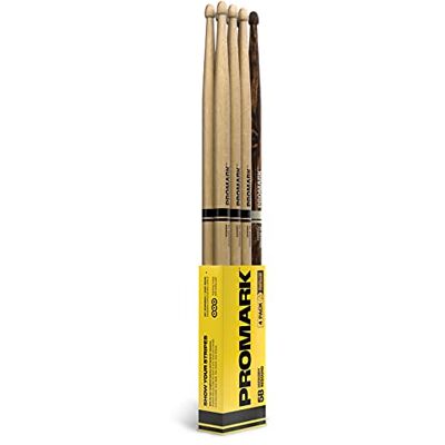 PROMARK Trumpinnar – 5B-trumpinnar – Rebound – tillverkad av hickoryträ – trumtillbehör – trumpinnar med ekollonformad ände – 3 par Rebound 5B + 1 par FireGrain 5B PROMARK Trumpinnar – 5B-trumpinnar – Rebound – tillverkad av hickoryträ – trumtillbehör – trumpinnar med ekollonformad ände – 3 par Rebound 5B + 1 par FireGrain 5B