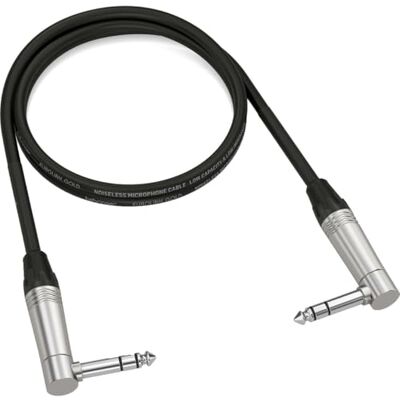 Behringer Instrument Patch Cable 1/4 Inch TRS Male to 1/4 Inch TRS Male 0.90 m / 3 ft Right Angled Gold Performance GIC-90 4SR Behringer Instrument Patch Cable 1/4 Inch TRS Male to 1/4 Inch TRS Male 0.90 m / 3 ft Right Angled Gold Performance GIC-90 4SR