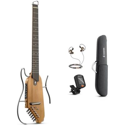 Donner HUSH-I gitarr för resor – bärbar ultralätt och tyst prestanda huvudlös akustisk-elektrisk gitarr, lönnkropp med avtagbara ramar, spelväska och tillbehör Donner HUSH-I gitarr för resor – bärbar ultralätt och tyst prestanda huvudlös akustisk-elektrisk gitarr, lönnkropp med avtagbara ramar, spelväska och tillbehör