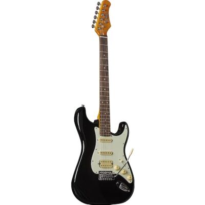 EKO GUITARS elgitarr ST‑350, poppelkropp, lönnhandtag, Laurel-tangentbord, pickup H‑S‑S, tremolo-bro 22 tangenter, skala 650 mm, svart EKO GUITARS elgitarr ST‑350, poppelkropp, lönnhandtag, Laurel-tangentbord, pickup H‑S‑S, tremolo-bro 22 tangenter, skala 650 mm, svart