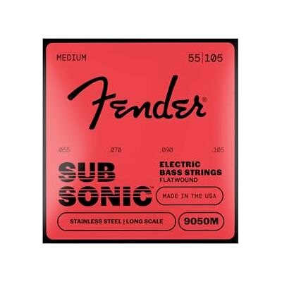 Fender 9050-M Flatwound Basgitarrsträngar i Rostfritt Stål 55-105 Mjuk flatwound-känsla, rostfritt stål, reducerat fingerljud, perfekt för jazz och vintage-ljud, elbas, medium 55-105 Fender 9050-M Flatwound Basgitarrsträngar i Rostfritt Stål 55-105 Mjuk flatwound-känsla, rostfritt stål, reducerat fingerljud, perfekt för jazz och vintage-ljud, elbas, medium 55-105