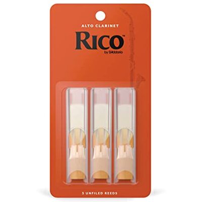 Rico D'Addario Woodwinds – Alto klarinettrör – rörblad för klarinett – tillverkad för nybörjare, studenter, lärare – styrka 3,0, paket med 3 Rico D'Addario Woodwinds – Alto klarinettrör – rörblad för klarinett – tillverkad för nybörjare, studenter, lärare – styrka 3,0, paket med 3