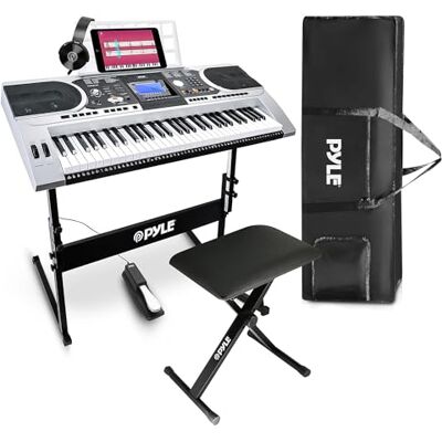 Pyle 61 nycklar digitalt elektroniskt pianotangentbord, bärbart musikaliskt karaoke elektriskt piano med MIDI-funktion, inkluderar Sustain Pedal, Stool, Heavy Duty Case Bag, plåthållare, Pyle 61 nycklar digitalt elektroniskt pianotangentbord, bärbart musikaliskt karaoke elektriskt piano med MIDI-funktion, inkluderar Sustain Pedal, Stool, Heavy Duty Case Bag, plåthållare,