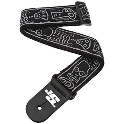 D'Addario Gitarrband, Joe Satriani – Design Skull 'N Bones – 50 mm bred tubulär nylon, justerbar från 35" till 59,5", gitarrtillbehör D'Addario Gitarrband, Joe Satriani – Design Skull 'N Bones – 50 mm bred tubulär nylon, justerbar från 35" till 59,5", gitarrtillbehör