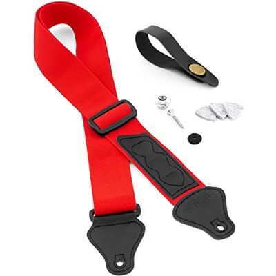Tiger ukulele rempaket inkluderar rem, huvudstocksslips, remknapp/ändstift och 3 filtplektrum lämpliga för soprano, konserter, tenor och baritone ukes – röd Tiger ukulele rempaket inkluderar rem, huvudstocksslips, remknapp/ändstift och 3 filtplektrum lämpliga för soprano, konserter, tenor och baritone ukes – röd