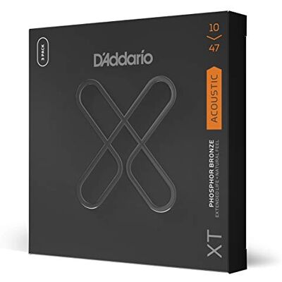 D'Addario XTAPB1047-3P Gitarrsträngar, akustiska XT-gitarrsträngar belagda med Phospor Bronze, utökad stränglivslängd med naturlig ton och känsla, för 6-strängade gitarrer, 10-47 Extra Ljus, 3-pack D'Addario XTAPB1047-3P Gitarrsträngar, akustiska XT-gitarrsträngar belagda med Phospor Bronze, utökad stränglivslängd med naturlig ton och känsla, för 6-strängade gitarrer, 10-47 Extra Ljus, 3-pack