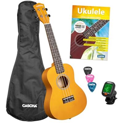 CASCHA Concert Ukulele Linden Yellow Set (inkl. Bag, 3 plock, bok, tuner) CASCHA Concert Ukulele Linden Yellow Set (inkl. Bag, 3 plock, bok, tuner)