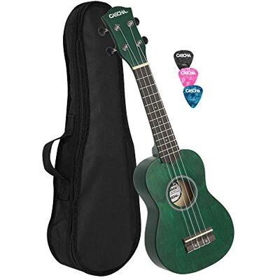 CASCHA sopran ukulele set för barn och vuxna I ukulele startkit med 3 plektrum väska I ukulele set Aquila strängar nylon I liten Hawaii gitarr för nybörjare avancerad I grön CASCHA sopran ukulele set för barn och vuxna I ukulele startkit med 3 plektrum väska I ukulele set Aquila strängar nylon I liten Hawaii gitarr för nybörjare avancerad I grön