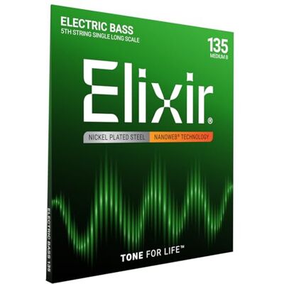 Elixir ® Strings Single sträng för Elbas i Nickel-plated Steel med NANOWEB® coating, Long Scale, Medium B (.135) Elixir ® Strings Single sträng för Elbas i Nickel-plated Steel med NANOWEB® coating, Long Scale, Medium B (.135)