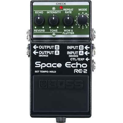 Boss RE-2 Space Echo Fördröjningspedal, reverb och bandeko En kompakt modern rekreation av den legendariska Roland RE-201 Space Echo Äkta stereo Fjäderreverb Boss RE-2 Space Echo Fördröjningspedal, reverb och bandeko En kompakt modern rekreation av den legendariska Roland RE-201 Space Echo Äkta stereo Fjäderreverb