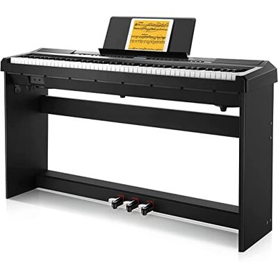 Donner Hem digitalt piano 88 viktade tangenter, hammaråtgärd, elektriskt tangentbord i full storlek för nybörjare med 3 pedaler och pianostativ, Real Piano Touch, DEP-20S Donner Hem digitalt piano 88 viktade tangenter, hammaråtgärd, elektriskt tangentbord i full storlek för nybörjare med 3 pedaler och pianostativ, Real Piano Touch, DEP-20S