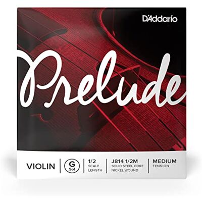 D'Addario Prelude Violin enkel sträng, enkel G-sträng, 1/2 skala, medelspänning – J814 1/2M – massiv stålkärna, varm ton, ekonomisk och hållbar – pedagogens val för studentsträngar – 1 sträng D'Addario Prelude Violin enkel sträng, enkel G-sträng, 1/2 skala, medelspänning – J814 1/2M – massiv stålkärna, varm ton, ekonomisk och hållbar – pedagogens val för studentsträngar – 1 sträng