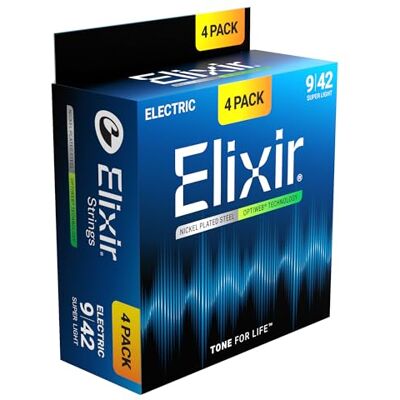 Elixir ® Strings Elektriska Gitarrsträngar med OPTIWEB® Teknologi, Super Light (.009-.042) Amazon Exclusive 4 Pack Elixir ® Strings Elektriska Gitarrsträngar med OPTIWEB® Teknologi, Super Light (.009-.042) Amazon Exclusive 4 Pack