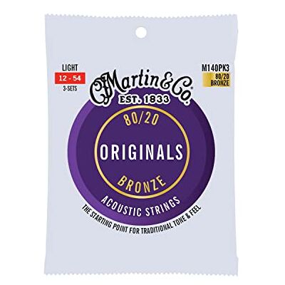 Martin 80/20 brons akustiska gitarrsträngar – extra ljus (paket med 3) Martin 80/20 brons akustiska gitarrsträngar – extra ljus (paket med 3)