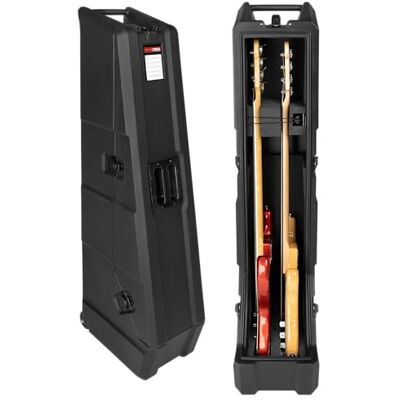 Gator Cases Mini Vault Flightcase för två elbasgitarrer, rotoformat polyetenytterskal med tjocka skumväggar, svart (GTR-MINIVAULT-B2), svart, lightcase Gator Cases Mini Vault Flightcase för två elbasgitarrer, rotoformat polyetenytterskal med tjocka skumväggar, svart (GTR-MINIVAULT-B2), svart, lightcase