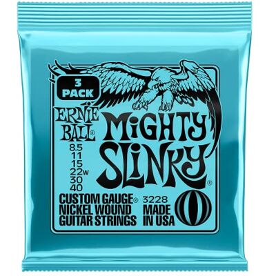 Ernie Ball Mighty Slinky Nickel Wound Electric Guitar Strings 3 Pack 8.5-40 Gauge Ernie Ball Mighty Slinky Nickel Wound Electric Guitar Strings 3 Pack 8.5-40 Gauge