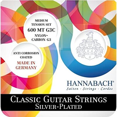 Hannabach Klassiska strängar 600 G3C med G3 CARBON set medium tension 600MTG3C Hannabach Klassiska strängar 600 G3C med G3 CARBON set medium tension 600MTG3C