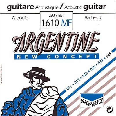 Savarez -strängar för akustisk gitarr, Argentine-set 1610MF Light .011-.046w med kula för Gypsy Jazz/Manouche/Maccaferri-gitarrer (mensur 670mm) Savarez -strängar för akustisk gitarr, Argentine-set 1610MF Light .011-.046w med kula för Gypsy Jazz/Manouche/Maccaferri-gitarrer (mensur 670mm)