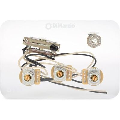 DiMarzio HSS-ledningar för Stratocaster elgitarr Lödd, installationsklar set med potentiometrar, jack, kondensatorer, omkopplare (GW2113) DiMarzio HSS-ledningar för Stratocaster elgitarr Lödd, installationsklar set med potentiometrar, jack, kondensatorer, omkopplare (GW2113)