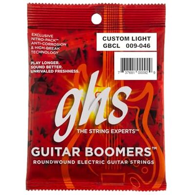 GHS Strings GHS Guitar Boomers – GBCL – elektrisk gitarr strängset, anpassat ljus, .009-.046 GHS Strings GHS Guitar Boomers – GBCL – elektrisk gitarr strängset, anpassat ljus, .009-.046