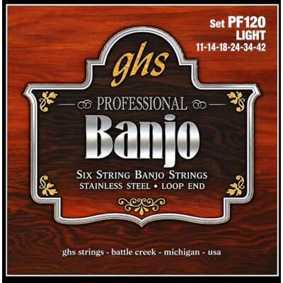 GHS Strings GHS PF120 6-strängad banjo ljussats PF120 GHS Strings GHS PF120 6-strängad banjo ljussats PF120