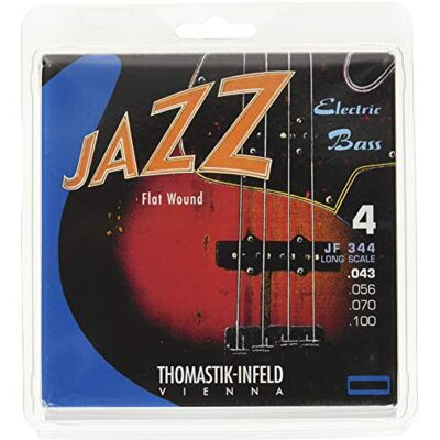 Thomastik-Infeld Flat Wound elbas JF344-4-strängars set – Jazz Bass Long Scale 34" tjocklekar .043 .056 .070 .100 Thomastik-Infeld Flat Wound elbas JF344-4-strängars set – Jazz Bass Long Scale 34" tjocklekar .043 .056 .070 .100