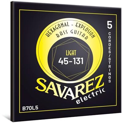 Savarez Hexagonal Explosion elbass-strängar bass guitar strings 5-strängars set förnicklad stålvindning B70L5 Light .045-.131 Savarez Hexagonal Explosion elbass-strängar bass guitar strings 5-strängars set förnicklad stålvindning B70L5 Light .045-.131