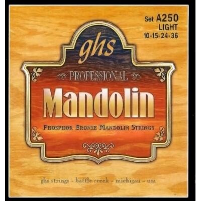 GHS Strings GHS A250 10-36 ljus fosfor brons mandolin sträng set GHS Strings GHS A250 10-36 ljus fosfor brons mandolin sträng set
