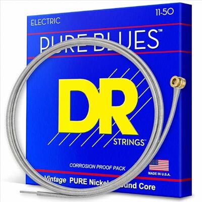 DR Strings DR PHR-11 strängar PURE BLUES™ – strängar för elektrisk gitarr av ren nickel: Tung 11-50, silver DR Strings DR PHR-11 strängar PURE BLUES™ – strängar för elektrisk gitarr av ren nickel: Tung 11-50, silver
