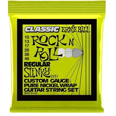 Ernie Ball Regular Slinky Classic Rock n Roll Pure Nickel Wrap Electric Guitar Strings 10-46 Gauge Ernie Ball Regular Slinky Classic Rock n Roll Pure Nickel Wrap Electric Guitar Strings 10-46 Gauge