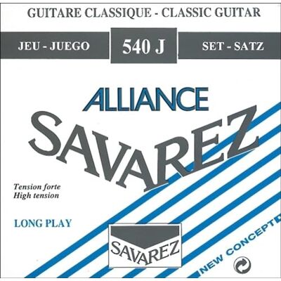 Savarez 540J Alliance klassiska gitarrsträngar, hög spänning, blått kort Savarez 540J Alliance klassiska gitarrsträngar, hög spänning, blått kort