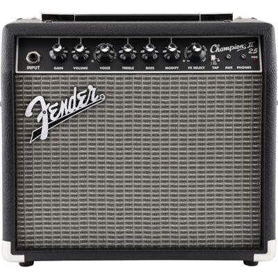 Fender Champion II 25, Combo Guitar Amp, 25 W, lämplig för elgitarr, mer kraft, uppgraderade effekter och Amp-modeller, svart/silver Fender Champion II 25, Combo Guitar Amp, 25 W, lämplig för elgitarr, mer kraft, uppgraderade effekter och Amp-modeller, svart/silver