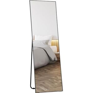 HOMCOM Stor rektangulär helkroppsspegel, 50 x 160 cm golvspegel, väggmonterad eller böjd mot vägg för sovrum, vardagsrum och omklädningsrum, svart HOMCOM Stor rektangulär helkroppsspegel, 50 x 160 cm golvspegel, väggmonterad eller böjd mot vägg för sovrum, vardagsrum och omklädningsrum, svart