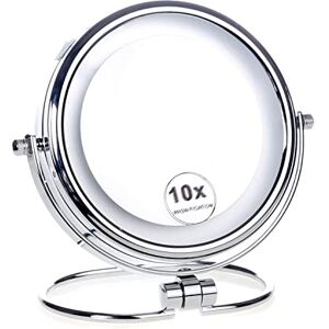 HIMRY ® LED stativ kosmetikspegel 18 cm vikbar, metall förkromad bordsspegel belysning, smink, rakning, badrumsspegel, dubbelsidig 360° roterbar, 5-vägs förstoring, KXD3137-5x HIMRY ® LED stativ kosmetikspegel 18 cm vikbar, metall förkromad bordsspegel belysning, smink, rakning, badrumsspegel, dubbelsidig 360° roterbar, 5-vägs förstoring, KXD3137-5x