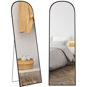 HOMCOM Spegel på stativ, rektangulär väggspegel, rundad, aluminiumram, stativ för entré, sovrum, omklädningsrum, 50 x 161,5 cm, svart HOMCOM Spegel på stativ, rektangulär väggspegel, rundad, aluminiumram, stativ för entré, sovrum, omklädningsrum, 50 x 161,5 cm, svart